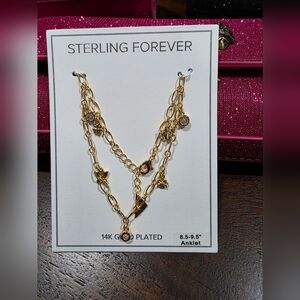 Sterling Forever Butterfly & Blossom Anklet